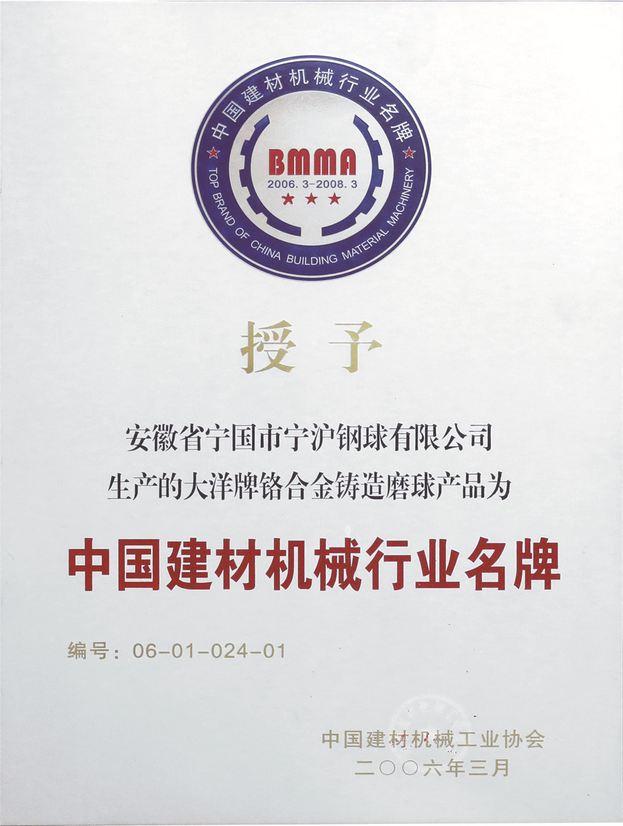 中國建材機(jī)械行業(yè)名牌